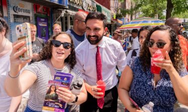 Zohran Mamdani greets supporters during a campaign event in New York
