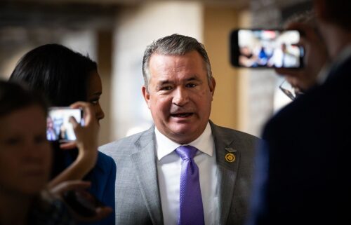 Rep. Don Bacon (R-NE) speaks with reporters following a closed-door House Republican caucus meeting