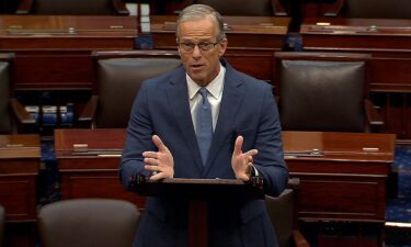 Senate Majority Leader John Thune speaks on the floor of the Senate on Monday