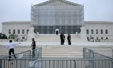 The plaza in front of the US Supreme Court building is closed on the final day of this term on June 27 in Washington