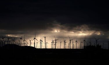 Windmills are seen in Mojave