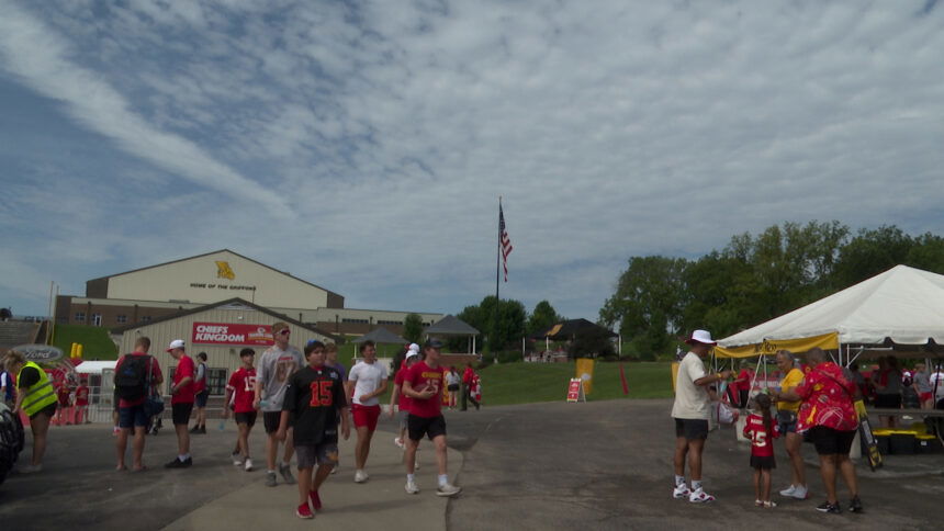 Fans enter for the first day of Chiefs Camp for the 2025 Season