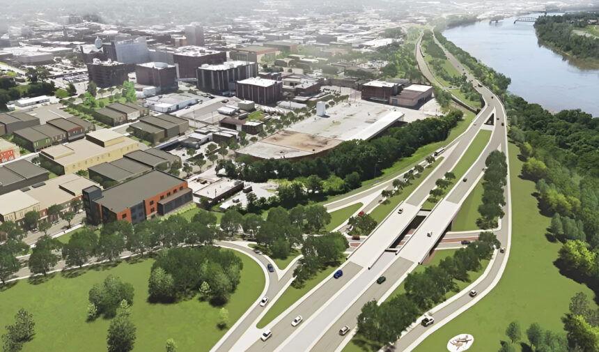 Interstate 229 rendering design double decker bridge