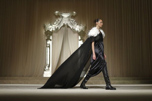 A model wears a creation as part of the Chanel Fall-Winter 2025/26 Haute Couture collection presented Tuesday