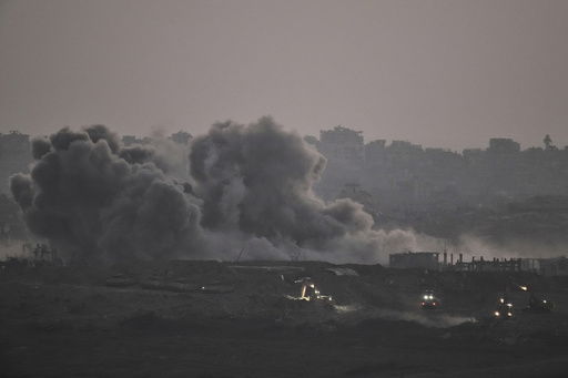 Smoke rises from Israeli bombardment of the Gaza Strip