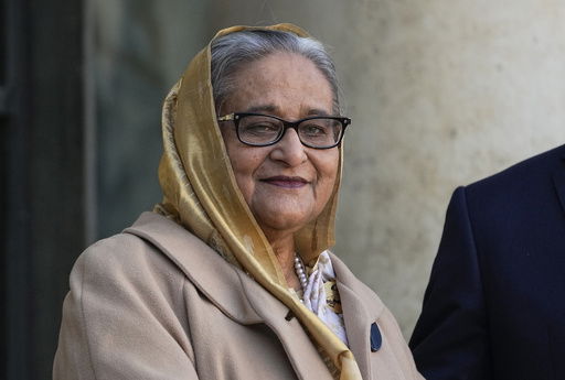 FILE -Prime Minister of Bangladesh Sheikh Hasina Wazed arrives at the Elysee Palace in Paris
