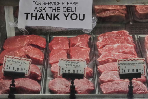 Steaks are pictured at a grocery store in Northfield