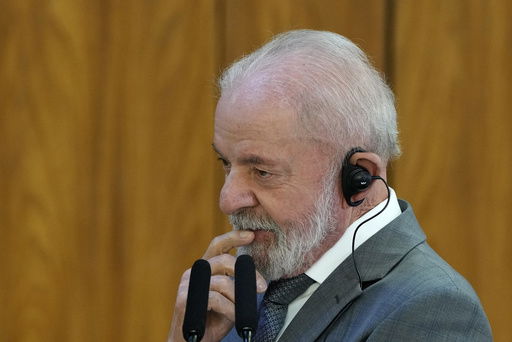 Brazil's President Luiz Inacio Lula da Silva attends an event at the Planalto presidential palace in Brasilia