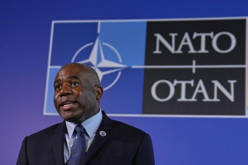FILE - British Foreign Secretary David Lammy talks to journalists in Antalya