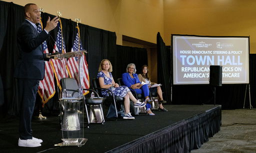 House Minority Leader Hakeem Jeffries leads a health care town hall with U.S. Rep Troy Carter