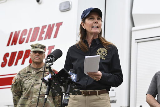 FILE - South Carolina Lt. Gov. Pamela Evette speaks to the media outside of the incident command post in Pickens County