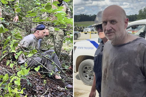 FILE - This combo of images released by the Arkansas Department of Corrections shows the recapture of escaped inmate Grant Hardin