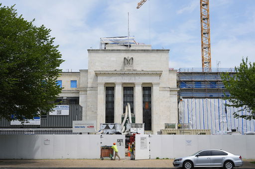 FILE - The Federal Reserve Board Building is seen as it undergoes renovations