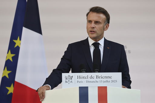 French President Emmanuel Macron speaks to the army leaders at the Hotel le Brienne