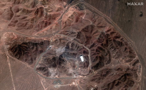 This satellite image provided by Maxar Technologies shows overview of Fordo enrichment facility in Iran