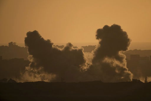 Smoke rises to the sky following an Israeli army bombardment in the northern Gaza Strip