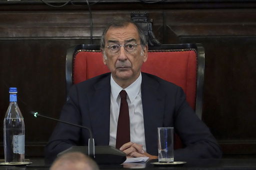 Milan's Mayor Giuseppe Sala waits to deliver his address to the City Council Monday