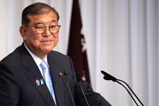 Japan's Prime Minister Shigeru Ishiba attends a press conference at the headquarters of the Liberal Democratic Party (LDP) in Tokyo Monday