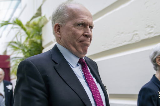 FILE - Former CIA Director John Brennan arrives for a meeting at the Capitol in Washington