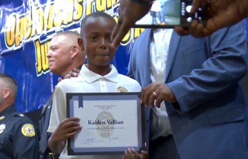Kaiden stood proud as he marched across the stage