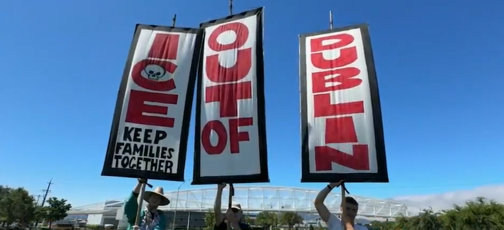 <i>KGO via CNN Newsource</i><br/>Hundreds showed up on July 19 to protest the possible reopening of a former women's prison in Dublin with a disturbing and notorious history.
