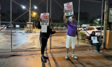 AFSCME District Council 33 picketing early Tuesday morning after the strike was announced. It's the first since 1986.