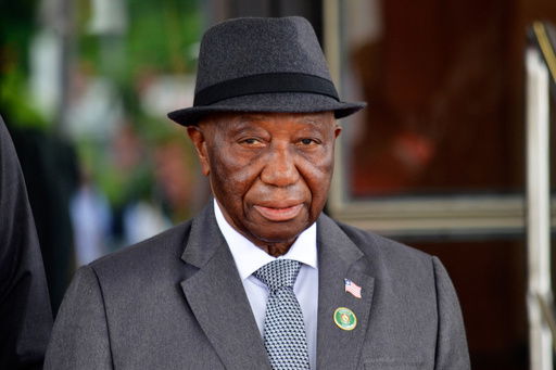 FILE - Liberia's President Joseph Boakai poses for a photo