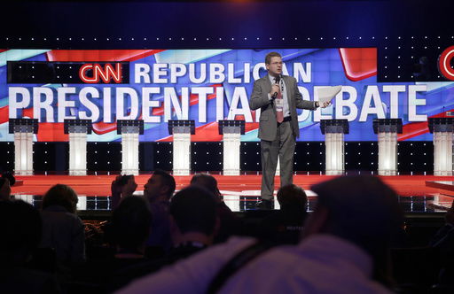 FILE - CNN Washington bureau chief Sam Feist talks to members of the press during the Republican presidential debate at the Venetian Hotel & Casino on Tuesday