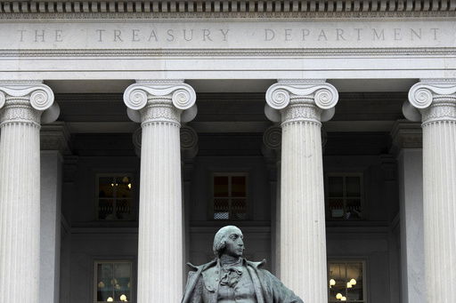 FILE - The Treasury Department building is seen