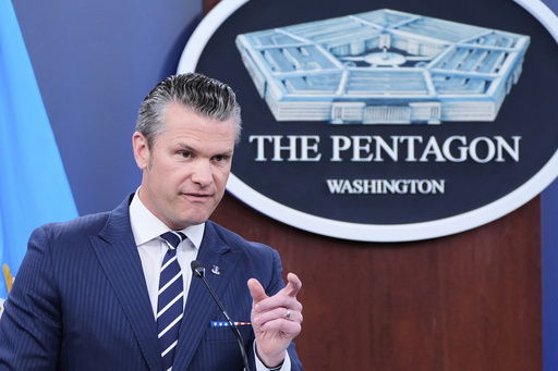 Defense Secretary Pete Hegseth speaks during a news conference at the Pentagon in Washington