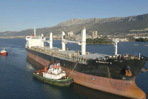 The Liberian-flagged bulk carrier Eternity C is seen in Split