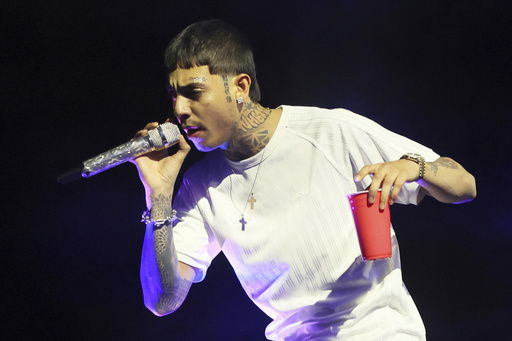 FILE - Mexican singer Natanael Cano performs at the AXE Ceremonia music festival at Bicentenario Park in Mexico City