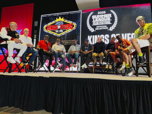 Retired NBA player and current coach Stacey Augmon speaks during a Q&A after previewing the