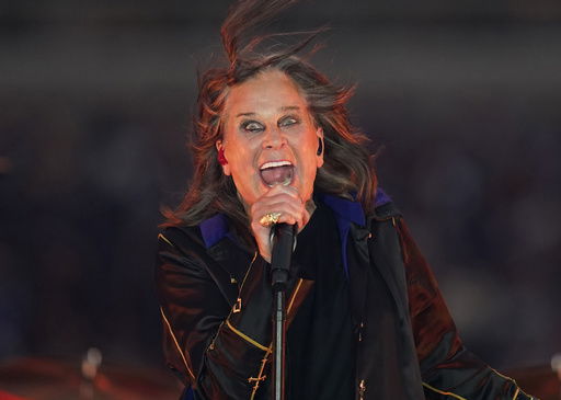 FILE - Singer Ozzy Osbourne performs during halftime of an NFL football game between the Los Angeles Rams and the Buffalo Bills in Inglewood