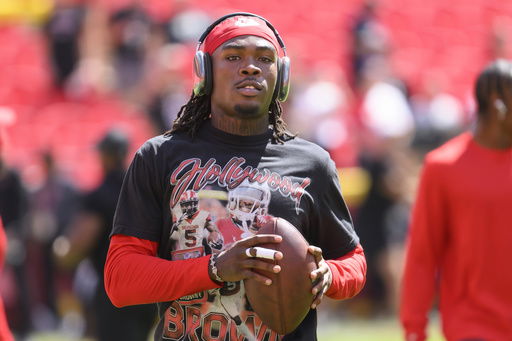 FILE - Kansas City Chiefs wide receiver Rashee Rice carries after a catch during warmups before an NFL football game against the Cincinnati Bengals