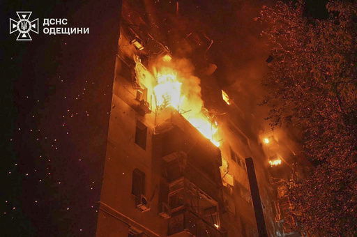 In this photo provided by the Ukrainian Emergency Service