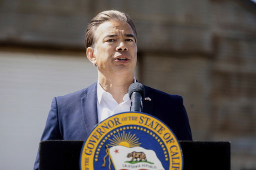 FILE - California Attorney General Rob Bonta speaks during a news conference April 16