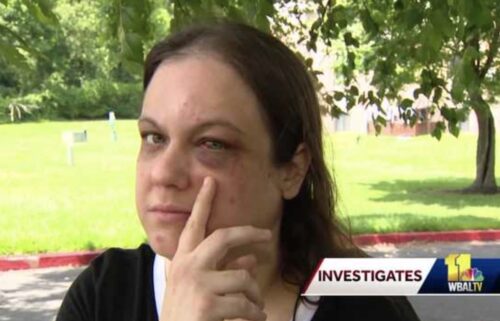 A woman was violently attacked over the weekend after she honked at another car that had suddenly stopped in Rosedale