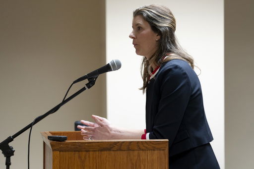 FILE - Whitney Hermandorfer of the Tennessee Attorney General's Office speaks before a panel of judges