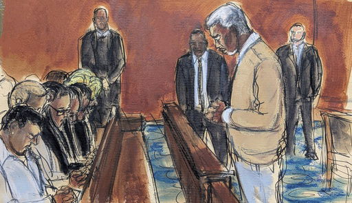 In this courtroom sketch