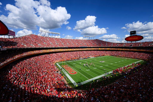 FILE - Fan fill Arrowhead Stadium during the first half of an NFL football game between the Kansas City Chiefs and the Cincinnati Bengals