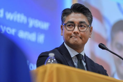 FILE - Incumbent Cincinnati Mayor Aftab Pureval participates in a candidate forum with Brian Frank hosted by the Cincinnati NAACP