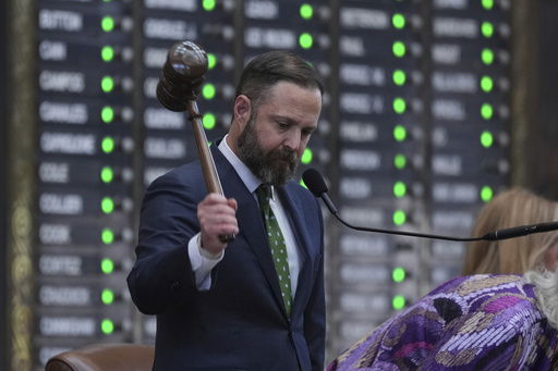 Texas Speaker of the House Dustin Burrows strikes the gavel as the House calls a Special Session