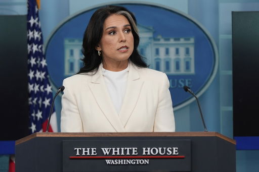 Director of National Intelligence Tulsi Gabbard speaks with reporters in the James Brady Press Briefing Room at the White House