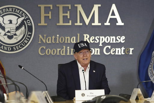 FILE - President Donald Trump speaks at the Federal Emergency Management Agency (FEMA)