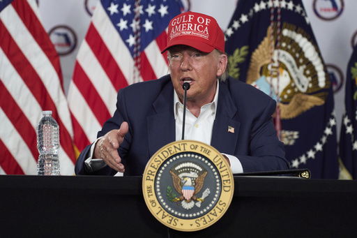 President Donald Trump speaks during a roundtable at 