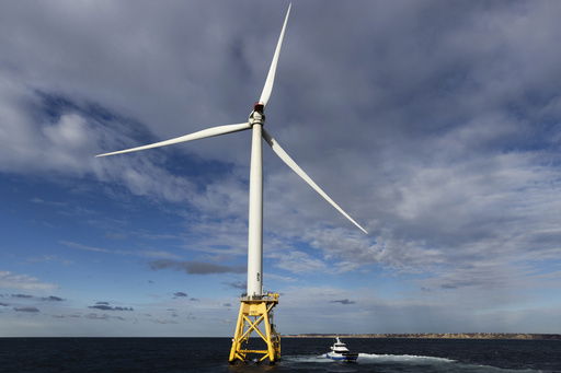 FILE - A Block Island Wind Farm turbine operates
