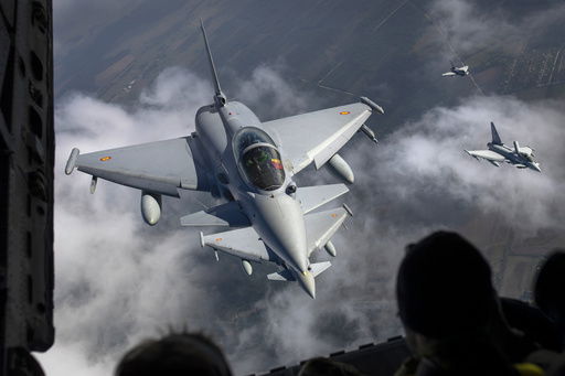 FILE -Spanish Air Force Eurofighter Typhoon military fighter jets