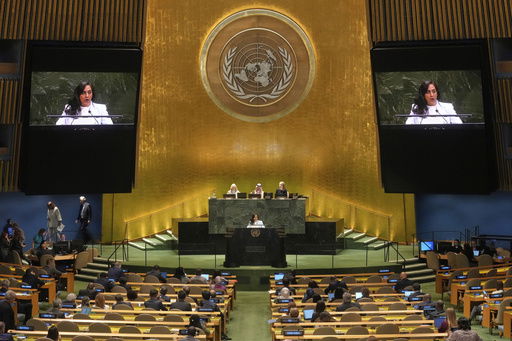 Canada Foreign Minister Anita Anand addresses the United Nations General Assembly