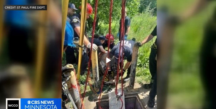 <i>St. Paul Fire Department/WCCO via CNN Newsource</i><br/>The St. Paul Fire Department says they helped rescue a man who was stuck in a sewer for approximately four days.